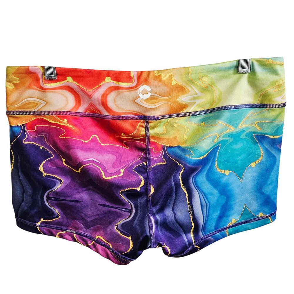 Wodbottom Size XL CrossFit Shortie Shorts Rainbow Marble Print Micro Gym Workout - Picture 3 of 4